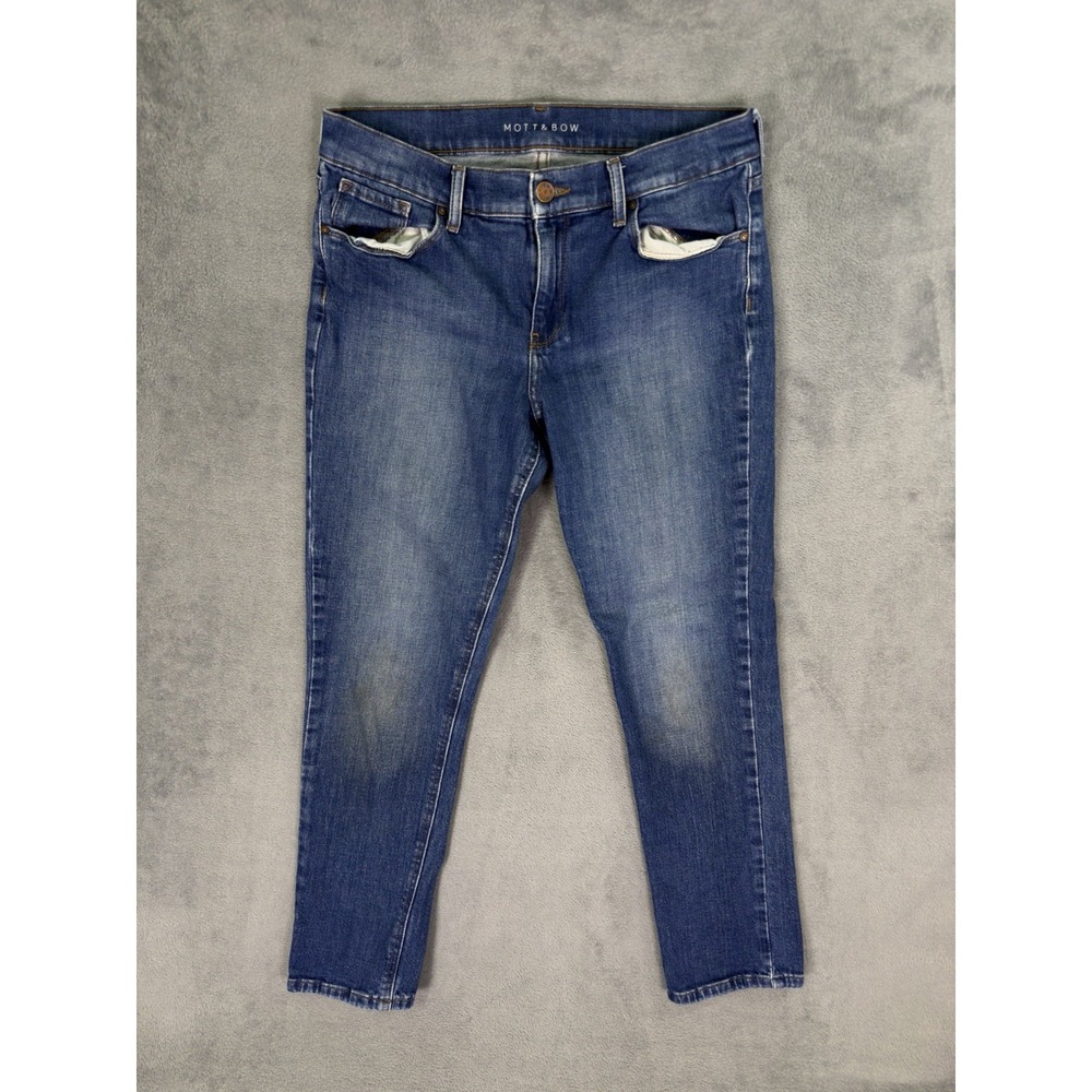 Mott & Bow Jeans Womens 29x28 Blue Boyfriend Mid Rise‎ Dark Wash Stretch